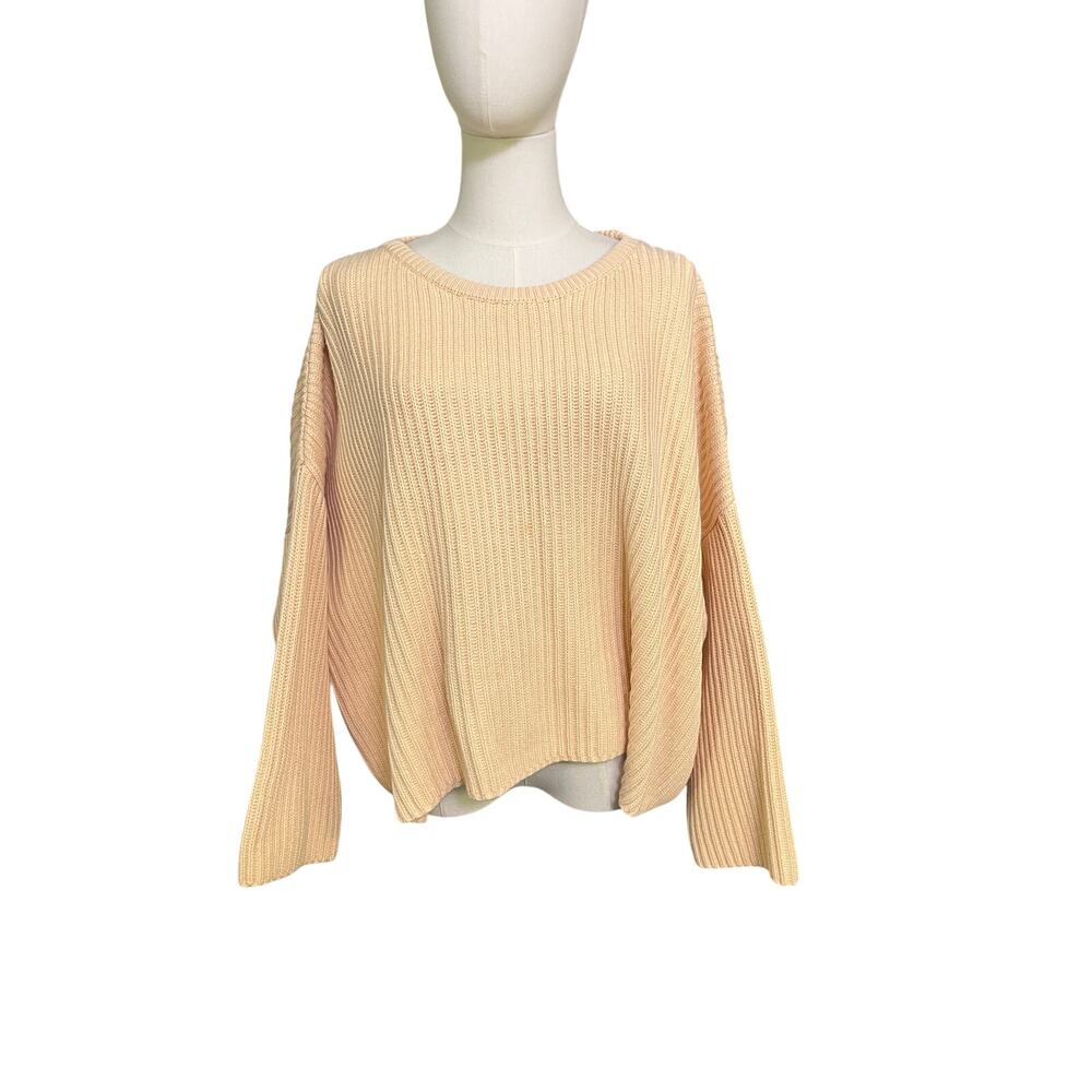 Clifford & Wills Ribbed Cotton Sweater One Size Blush Peach Drop Sleeve Vintage